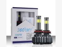 H4/HB2/9003 COB LED CANBUS լուսարձակի լամպեր 6 կողմանի 360 բարձր/ցածր ճառագայթով, 2 հատ լամպ 6000K 200W զույգը